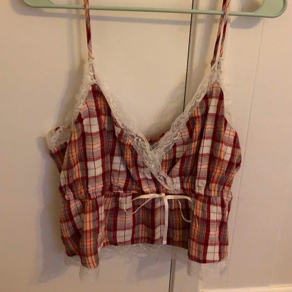 American Eagle Outfitters Checkered Print Crop Top